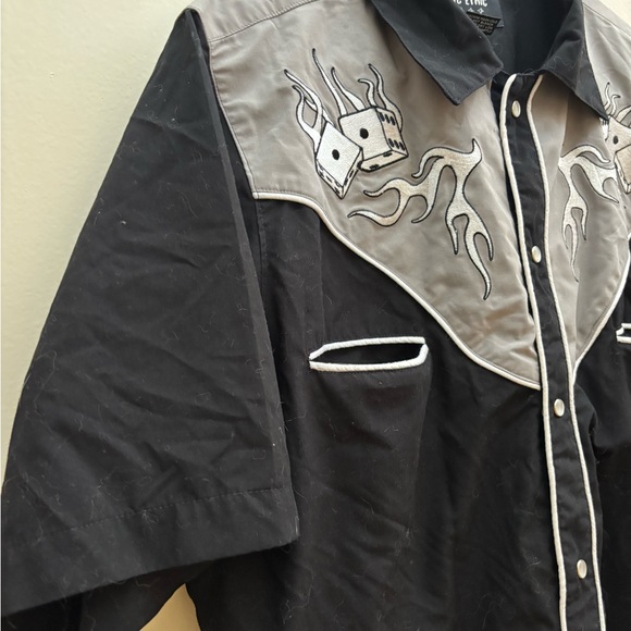 BC Ethic Rockabilly Black /Grey Button Down Shirt - Picture 5 of 7